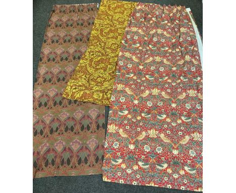 Sanderson vintage fabric bachelors buttons;   Liberty fabric Ianthe, 170cm x 330cm;  William Morris design Strawberry Thief p