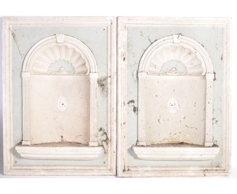 A pair of 20th Century antique style classical architectural wall niches of fibreglass construction with plaster gesso overla