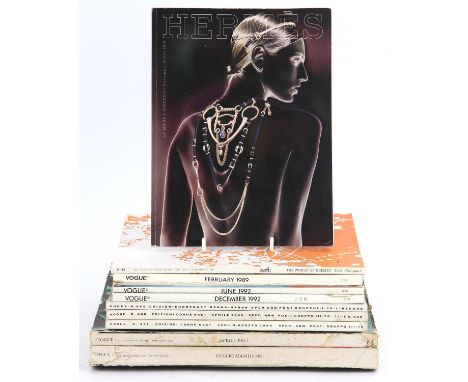 HERMES and VOGUE A collection of nine historically interesting vintage fashion magazines to include Vogue Italia April 1981, 