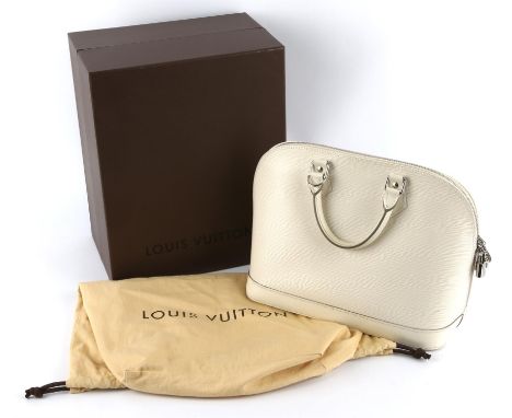 LOUIS VUITTON ALMA Handbag in ivory epi leather, with silver coloured hardware. (12" x 6.5" x 9.5") Boxed with dust bag and r