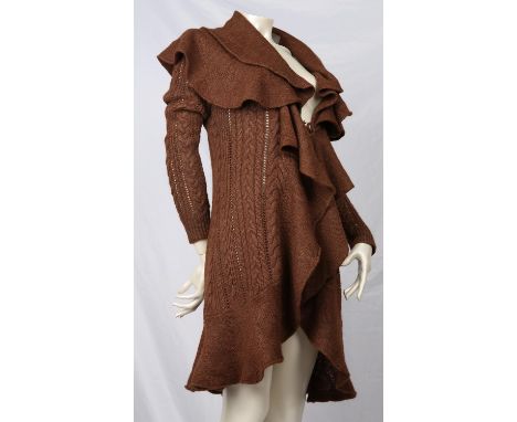 RALPH LAUREN Ladies soft Alpaca and fine Mulberry silk mid-brown knitted jacket. RRP £500 UK Medium (12-14)Condition Report: 
