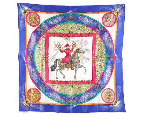HERMES iconic design silk scarf​ "Feux d' Artifice" (Fireworks) designed by Michel Duchene and first issued in 1987 to commem