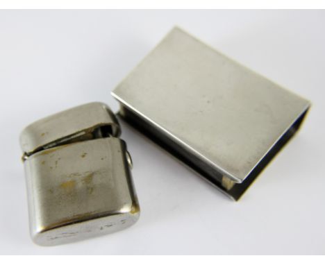 Silver matchbox holder. Assay Birmingham 1902 and a travel inkwell
