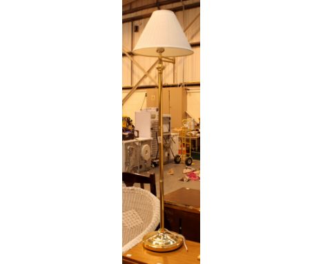 Brass standard lamp with shade H: 150 cm