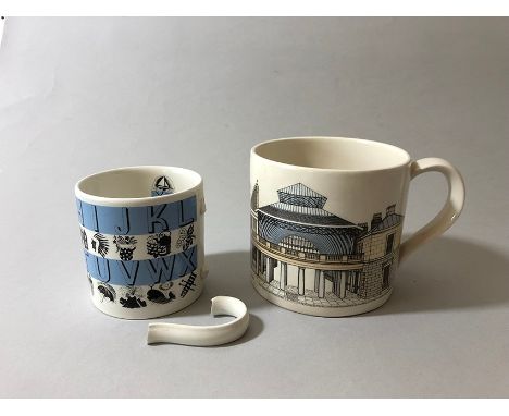 Two Mugs: Alphabet by Eric Ravilious for Wedgwood, 1937, Royal Pavilion Art Gallery &amp; Museum, Brighton, height: 8.4 cm, d