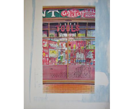 GLYNN BOYD HARTE (1948-2003)'TOOLS SHOP'lithograph in colours, unsigned71.5cm x 56cm 
