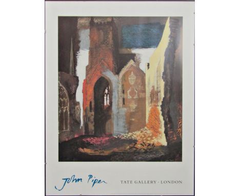 AFTER JOHN PIPER'TATE GALLERY - LONDON'off-set lithograph exhibition poster, designed by Caroline Johnston, 1991, printed by 