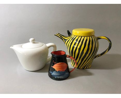 Two teapots and a jug: Sori Yanagi for Nikko Company Japan, 1948, fine bone china, mark to base, height: 15.5 x width: 22 cm;