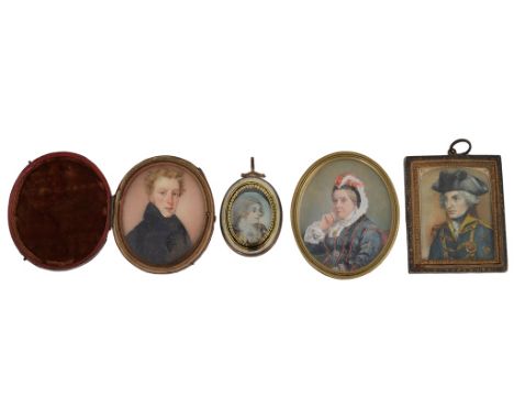 Four portrait miniatures to include 18th century & later examples 