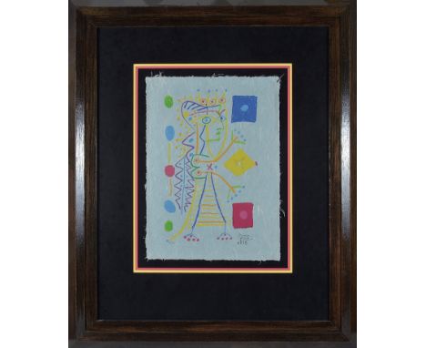Pablo Picasso (Spanish, 1881-1973):Jacqueline, colour lithograph, 1960, on blue paper, hand signed & numbered 20/100, H 57.5 