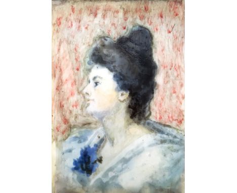 Circle of Arthur Ambrose McEvoy, A.R.A. (British, 1878-1927):A portrait miniature of a lady, H 9 x W 6 cm