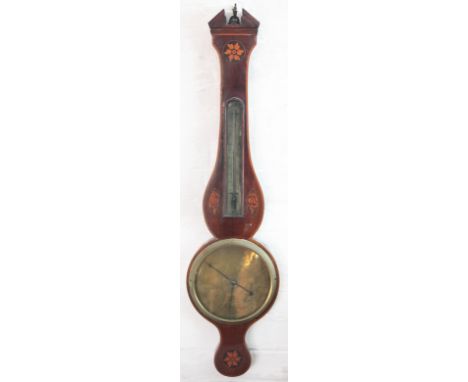 An early 19th century inlaid mahogany wheel barometer, the brass dial engraved Peter Barnarde Fecit, 98cm