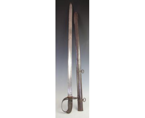 A 1796 pattern Heavy Cavalry Officers Undress sword, Wellington Army, with 89cm blade and pierced steel honeysuckle and 'ladd