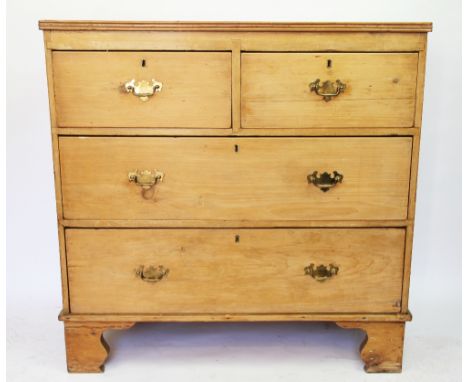 A pine chest, of two short and two long drawers, on bracket feet, 87cm H x 88cm W x 47cm D
