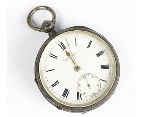 A Shropshire silver key wind pocket watch, the Roman numeral enamel dial signed 'A. Hendrick Ellesmere', case and movement nu