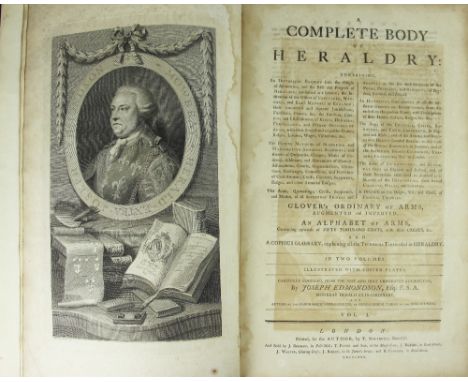 EDMONDSON (J), A COMPLETE BOOK OF HERALDRY, 2 vols, with engraved portrait frontis, two plates and four numbered plates to Vo