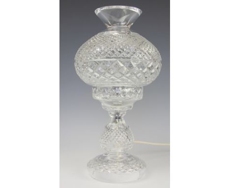 A Waterford Crystal lamp base and shade, bearing stenciled mark, 35cm high