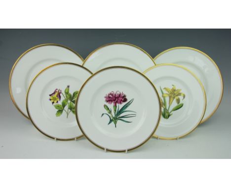 Twelve Royal Worcester hand painted plates designed by A H Williamson, comprising six 27cm diameter and six 23.5cm diameter, 