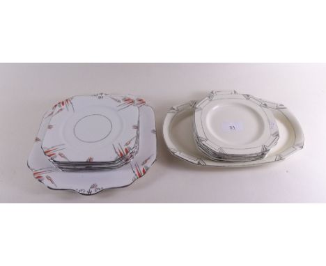An Alfred Meakin Art Deco sandwich set Marigold and a Gladstone china one 
