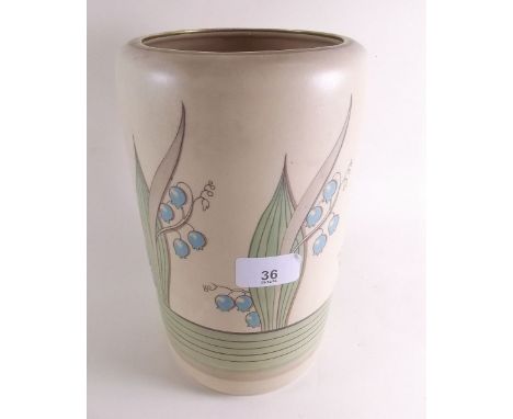 A Grays pottery vase decorated stylised bluebells - 24cm