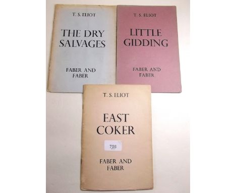 T S Eliot - Little Gidding and the Dry Salvages first edition plus one other 