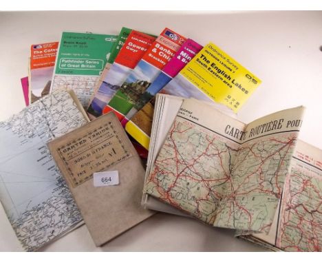 A small group of maps of France and the Pyrenees circa 1920s, with number of Ordnance Survey Maps