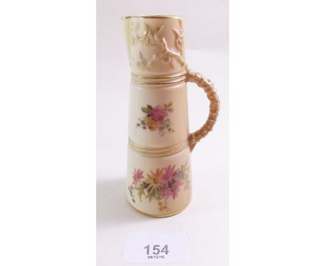 A Royal Worcester small jug painted flowers on an ivory blush ground No. 1047, 1906 - 12.5cm