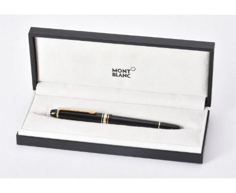 
	
		Montblanc, Meisterstuck, a black fountain pen, the cap with a gilt clip and triple cap band, the nib stamped 14K 585, ca