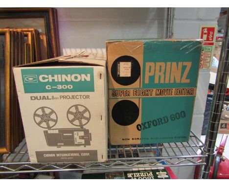 A boxed Chinon 8mm projector and boxed Prinz super-8 movie projector  (2)