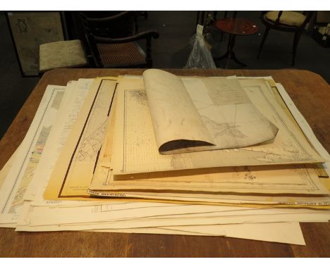A large quantity of assorted Ordnance Survey and other large sheet maps, sea charts, etc., "Isthmian Canal Commission Darien 
