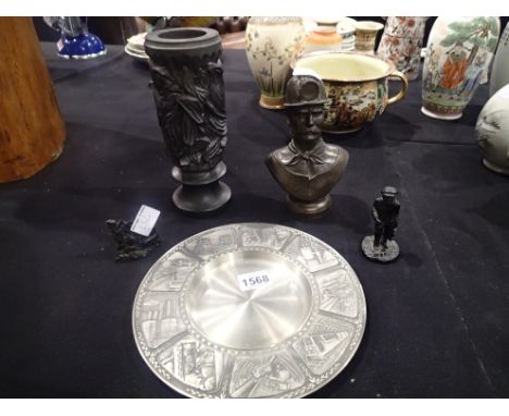 Collection of carved coal items and a metal mining plate. P&amp;P Group 2 (£18+VAT for the first lot and £3+VAT for subsequen