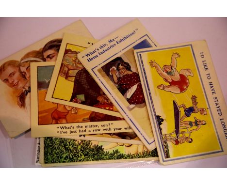 Eleven vintage humorous post cards, most stamped. P&amp;P Group 1 (£14+VAT for the first lot and £1+VAT for subsequent lots) 