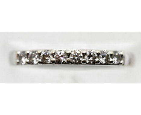 9ct white gold diamond set half eternity ring, size J/K, 2.0g. P&amp;P Group 1 (£14+VAT for the first lot and £1+VAT for subs