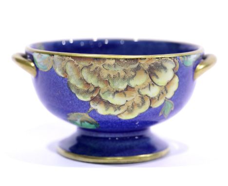 Maling painted and gilt twin handled footed bowl, D: 10.5 cm. P&amp;P Group 1 (£14+VAT for the first lot and £1+VAT for subse