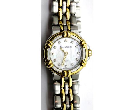 Ladies Maurice Lacroix two tone dress watch with mother of pearl and stainless steel and gold bracelet. P&amp;P Group 1 (£14+