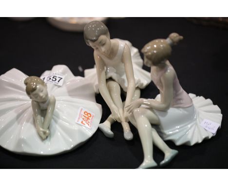 Three Nao Ballerina Figurines. P&amp;P Group 3 (£25+VAT for the first lot and £5+VAT for subsequent lots) Condition report: N