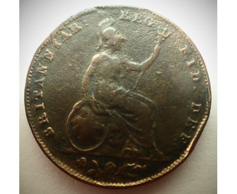 1856 - Early Copper Farthing of Queen Victoria - E over R in Victoria - Rare over strike issue. P&amp;P Group 1 (£14+VAT for 
