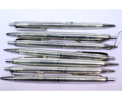 Seven Bolascrip German 900 silver push button  pencils (leads still available). P&amp;P group 1 (£14 for the first lot and £1