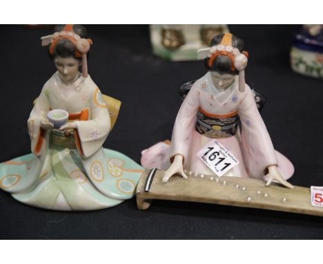 Two Franklin Mint Japanese figures by Tokutaro Tamai, H: 16 cm. P&amp;P Group 3 (£25+VAT for the first lot and £5+VAT for sub