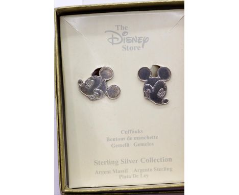 Rare vintage Disney sterling silver Mickey Mouse cufflinks, unused in original box. P&amp;P Group 1 (£14+VAT for the first lo