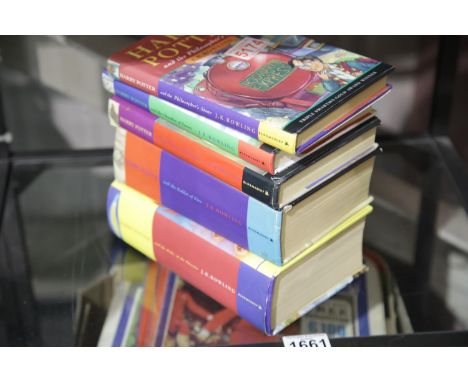 J K Rowling set of five Harry Potter hardback books,MIXED EDITIONS most with dust covers.P&amp;P Group 3 (£25+VAT for the fir