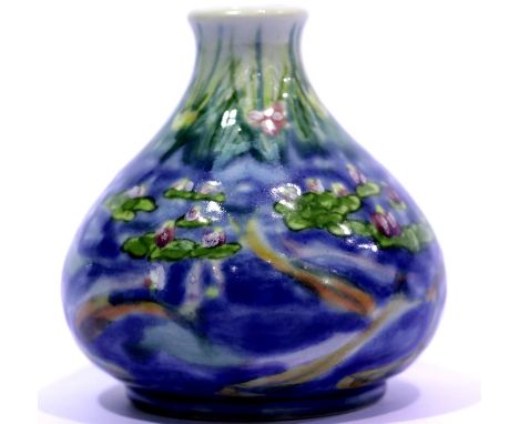 Rachel Bishop for Cobridge, a salt glazed ceramic vase, H: 9 cm, signed in gold pen to base. P&amp;P Group 1 (£14+VAT for the