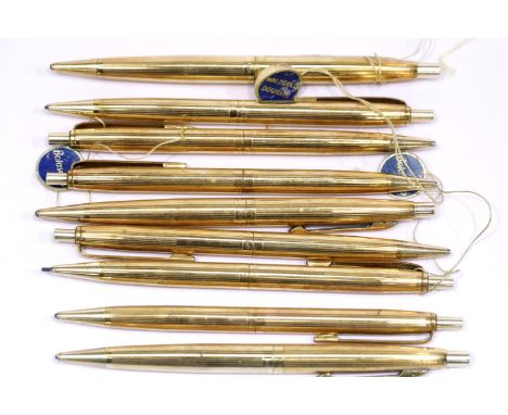Nine Bolascrip German rolled gold push button pencils (leads still available). P&amp;P group 1 (£14 for the first lot and £1 
