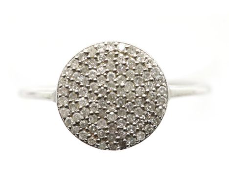 925 silver ring pave set with diamonds, size O, 2.0g. P&amp;P Group 1 (£14+VAT for the first lot and £1+VAT for subsequent lo