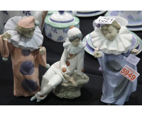 Three Nao Boy Clown Figurines. P&amp;P Group 3 (£25+VAT for the first lot and £5+VAT for subsequent lots) 