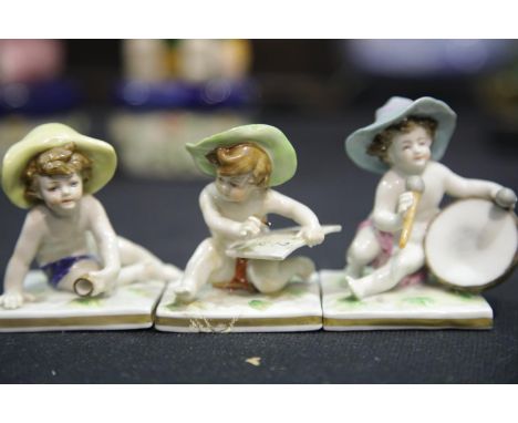 Three small Dresden child figurines, H: 6.5 cm. P&P Group 2 (£18+VAT for the first lot and £3+VAT for subsequent lots)Conditi