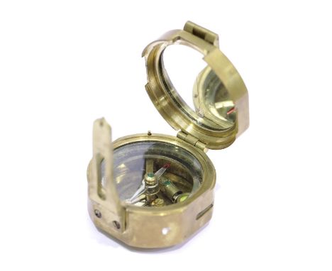Pocket brass compass stamped Stanley. P&amp;P Group 1 (£14+VAT for the first lot and £1+VAT for subsequent lots) 