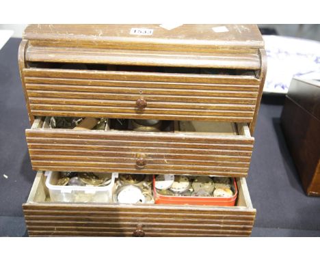 Watch makers box containing tools and watch parts. Not available for in-house P&amp;P. 