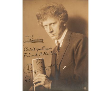 * Grainger (Percy, 1882-1961), Australian composer and pianist. Photograph signed, 'Percy Grainger, Aug[ust] 1923', sepia bro