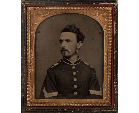 * American Civil War. A sixth-plate tintype of a US Confederate Colonel in uniform, early 1860s, '3' visible on one shoulder,